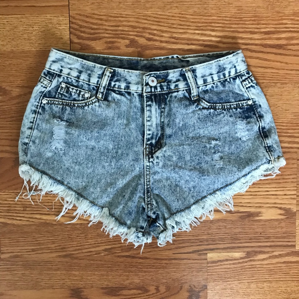 Amazon High Rise Distressed Blue Jean Shorts
